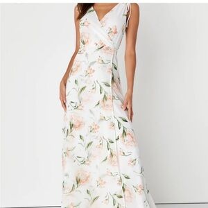 Floral Maxi Dress - White and Pink